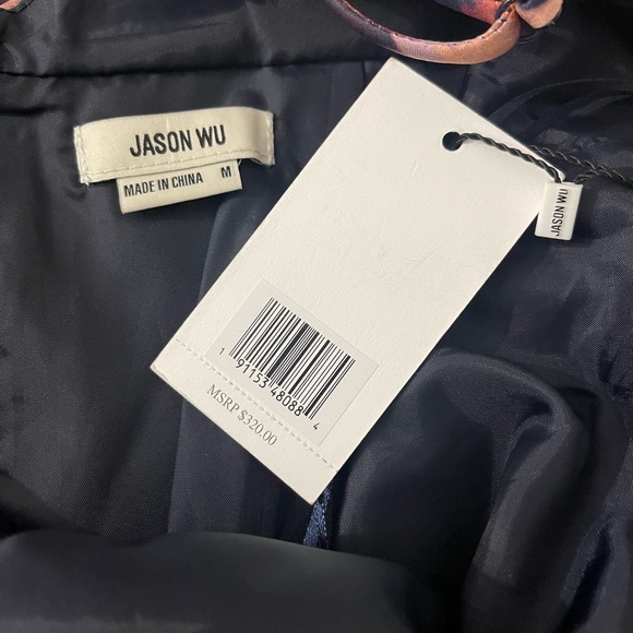 NWT Jason Wu Watercolor Satin Midi Dress in Size M Party Event Wedding Formal - Picture 7 of 10